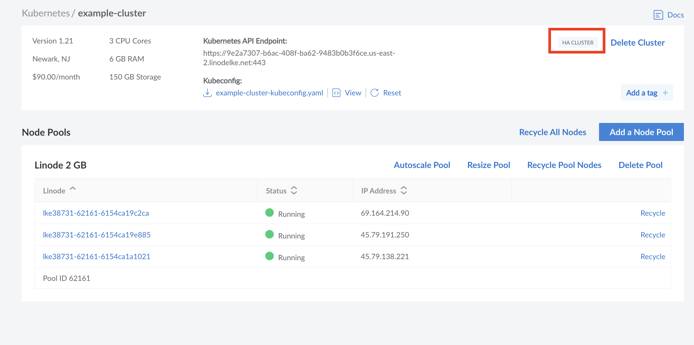 LKE HA cluster watermark. LKE HA cluster watermark