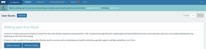 Rancher first screen Rancher first screen