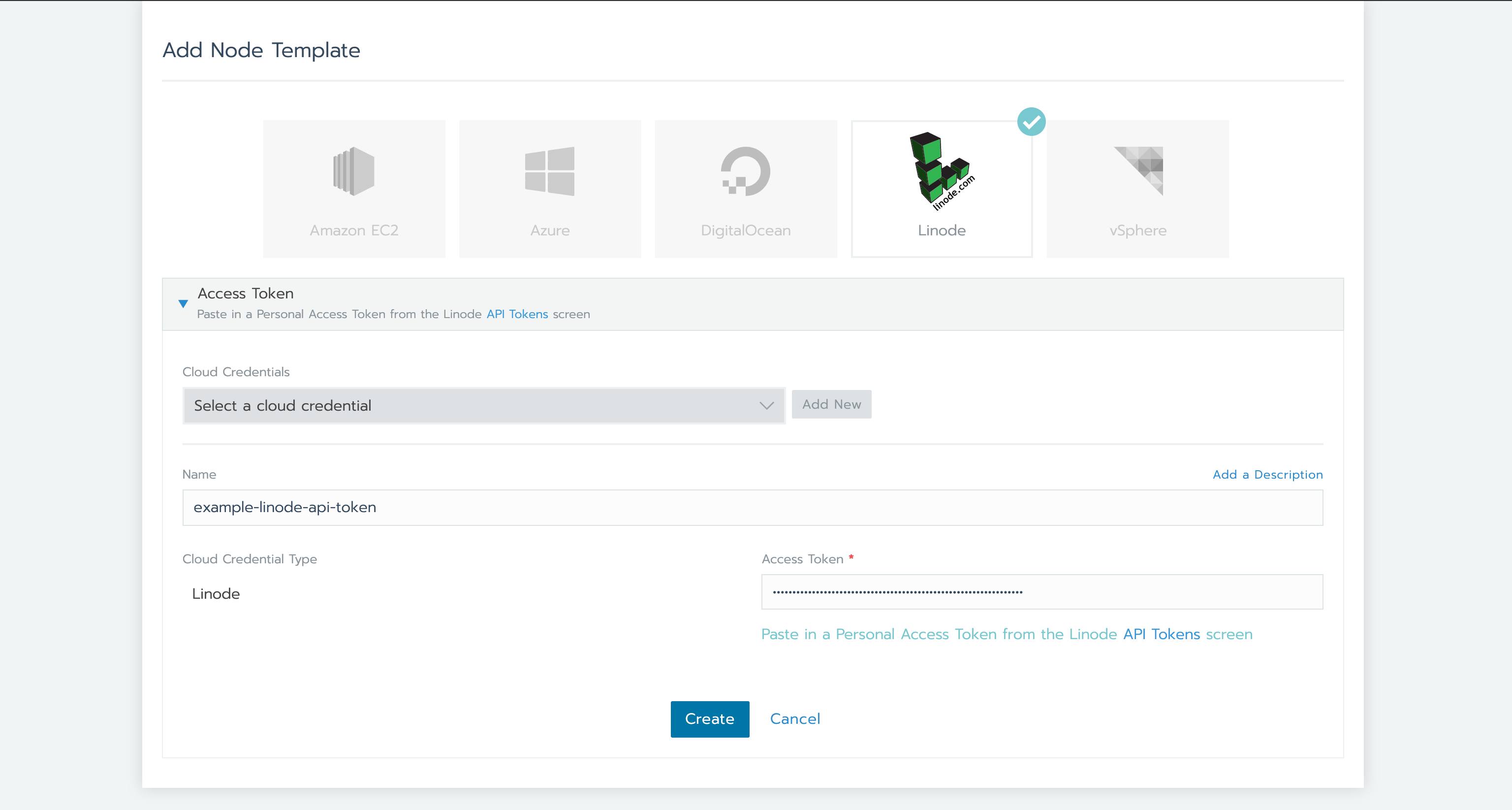 Add a cloud credential Add a cloud credential