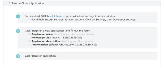 Rancher generated GitHub OAuth form values Rancher generated GitHub OAuth form values