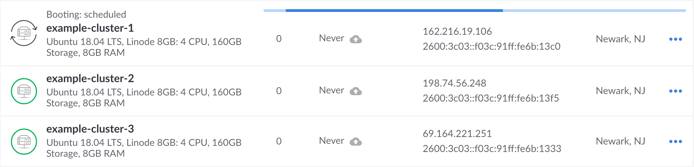 New cluster nodes listed in Linode Cloud Manager Linode Cloud Manager - new cluster nodes