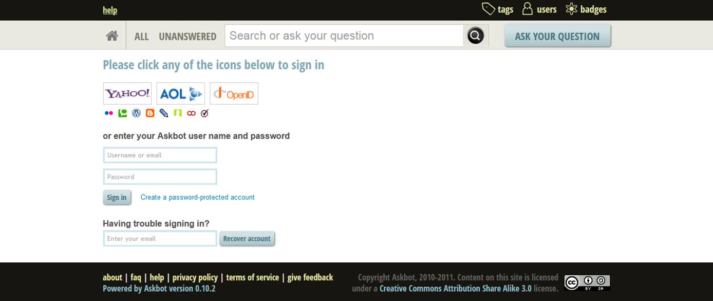 create an askbot admin account create an askbot admin account