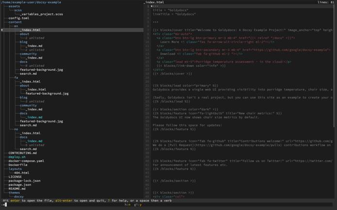 A directory tree and file preview side by side in broot A directory tree and file preview side by side in broot