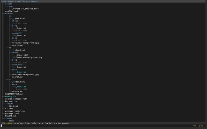 A directory tree in broot A directory tree in broot