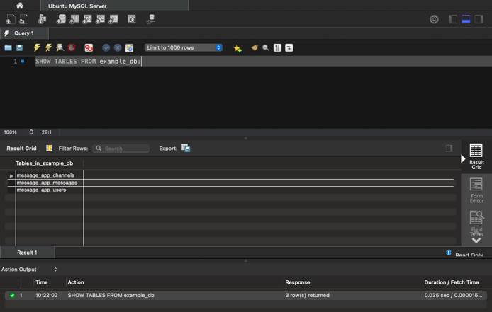 List of tables from MySQL Workbench List of tables from MySQL Workbench