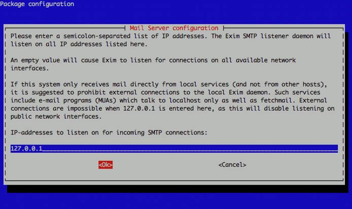 Exim IP address configuration on Debian 5. Exim IP address configuration on Debian 5.