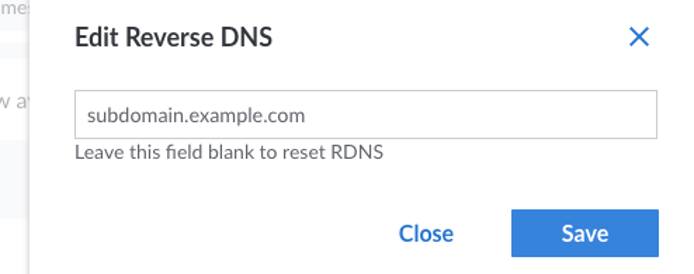 Adding the domain name for reverse DNS Adding the domain name for reverse DNS