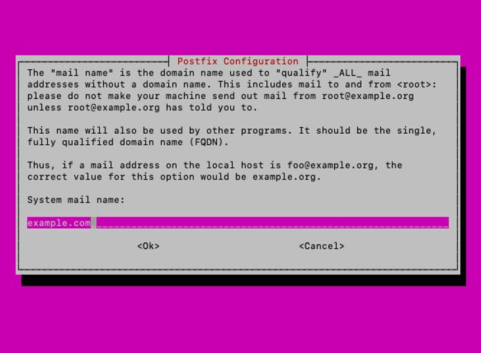 Postfix system mail name Postfix system mail name