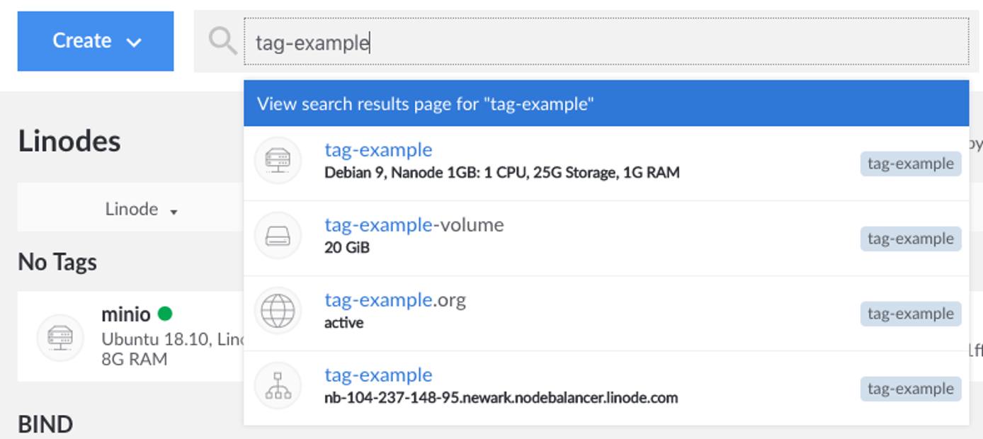 Search for resources by tag Cloud Manager tag search