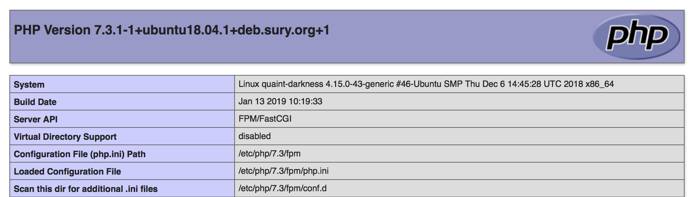 The PHP settings page of your new server PHP Settings Page