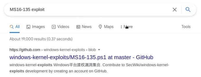 MS16-135 exploit Google search results MS16-135 exploit Google search results