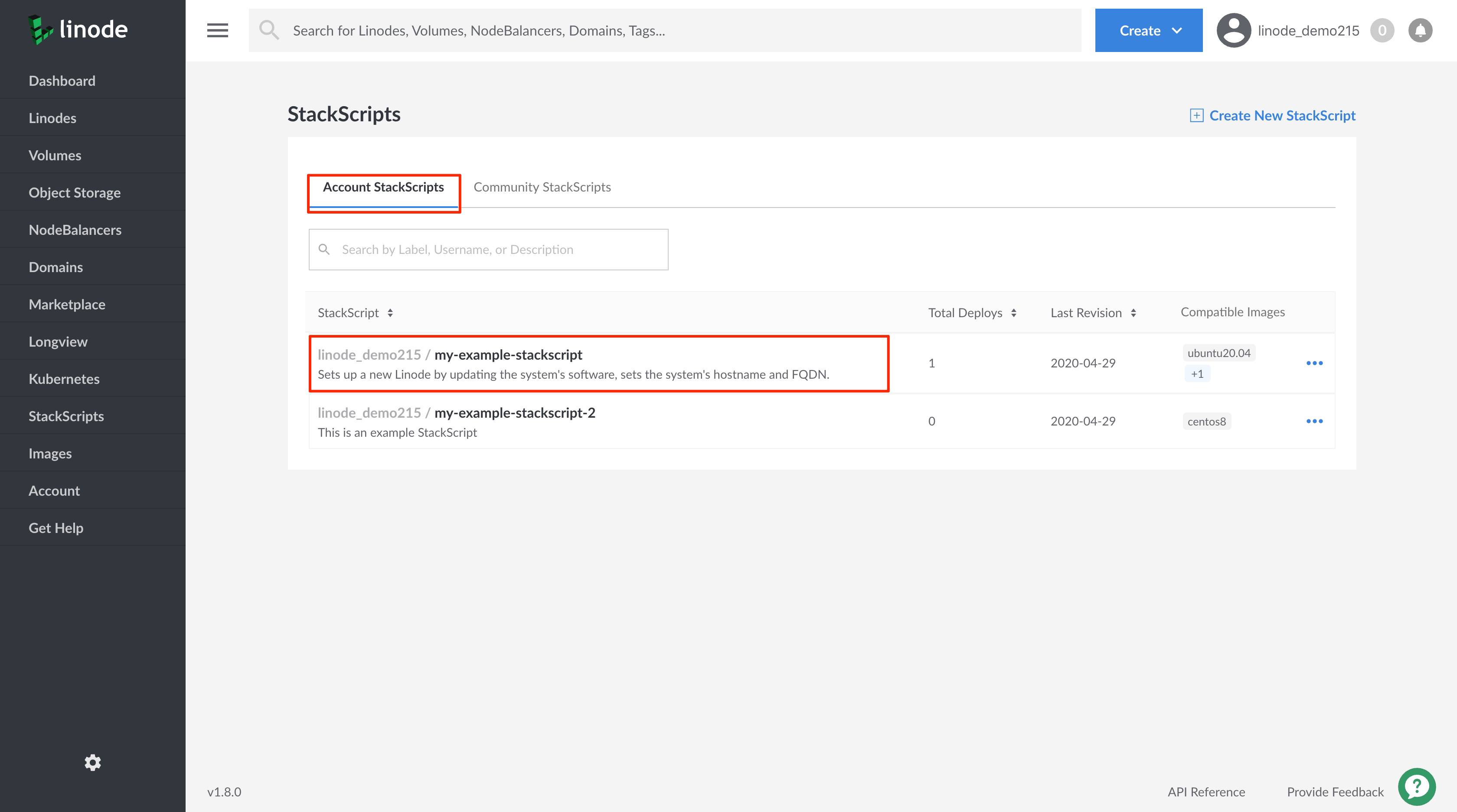 View the details and contents of an Account StackScript. View the details and contents of an Account StackScript.