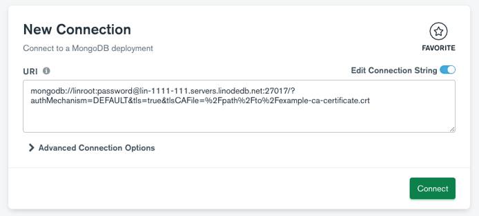 The New Connection window in MongoDB Compass