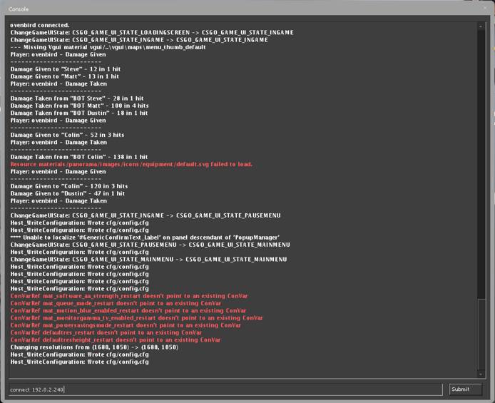 The CS:GO developer’s console. The CS:GO developer’s console.